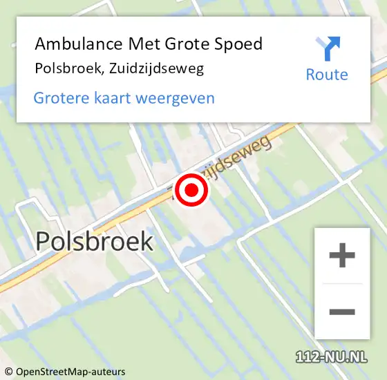 Locatie op kaart van de 112 melding: Ambulance Met Grote Spoed Naar Polsbroek, Zuidzijdseweg op 10 februari 2017 02:03