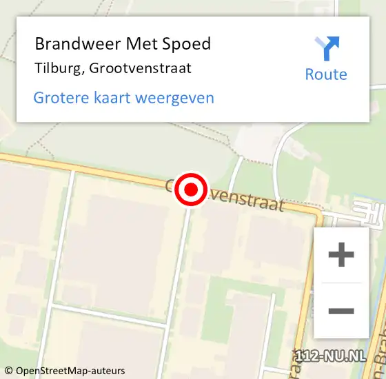 Locatie op kaart van de 112 melding: Brandweer Met Spoed Naar Tilburg, Grootvenstraat op 10 februari 2017 03:55