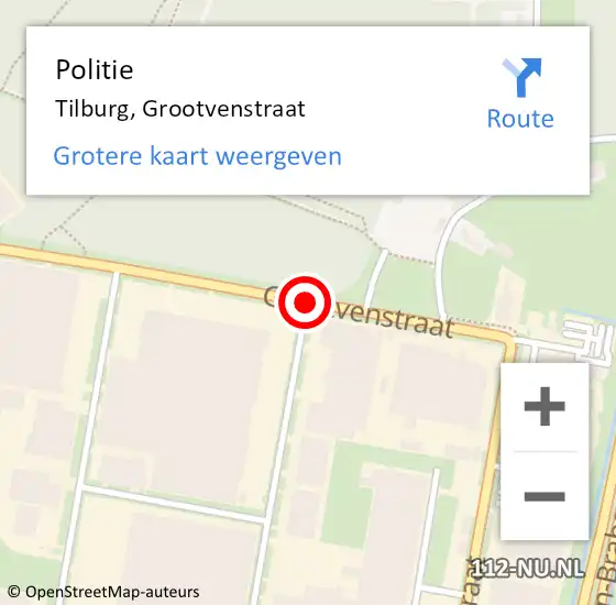 Locatie op kaart van de 112 melding: Politie Tilburg, Grootvenstraat op 10 februari 2017 04:16