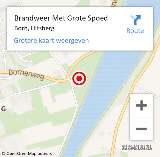 Locatie op kaart van de 112 melding: Brandweer Met Grote Spoed Naar Born, Hitsberg op 10 februari 2017 04:22