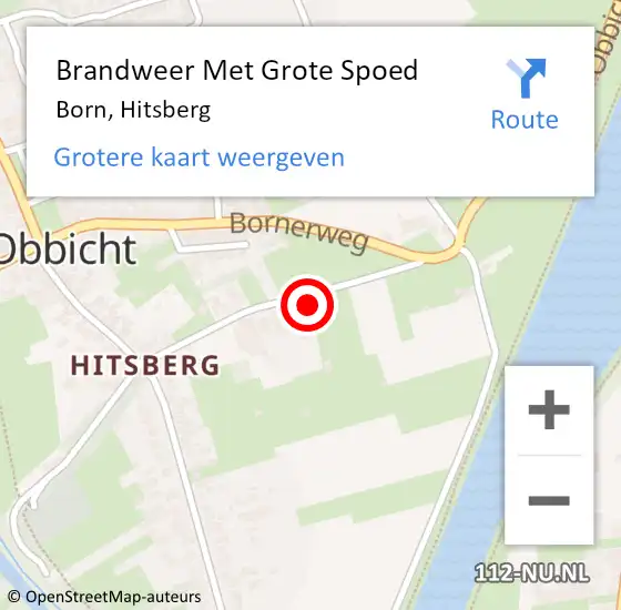 Locatie op kaart van de 112 melding: Brandweer Met Grote Spoed Naar Born, Hitsberg op 10 februari 2017 04:28