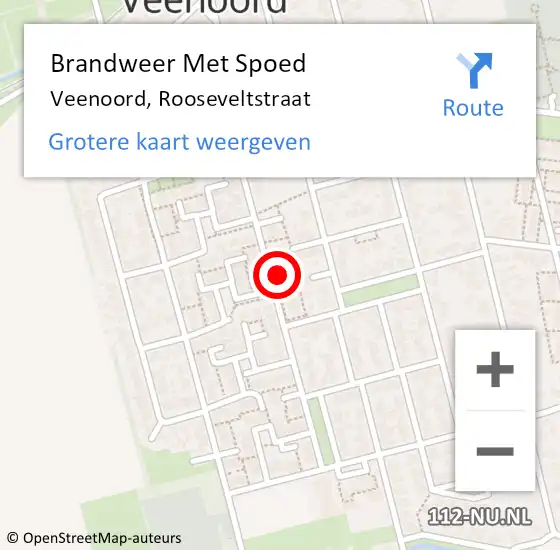 Locatie op kaart van de 112 melding: Brandweer Met Spoed Naar Veenoord, Rooseveltstraat op 10 februari 2017 05:06