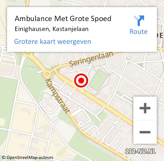 Locatie op kaart van de 112 melding: Ambulance Met Grote Spoed Naar Einighausen, Kastanjelaan op 10 februari 2017 06:26
