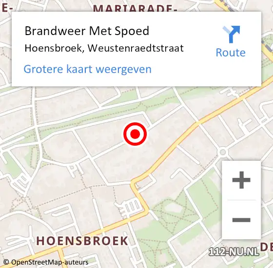 Locatie op kaart van de 112 melding: Brandweer Met Spoed Naar Hoensbroek, Weustenraedtstraat op 10 februari 2017 06:58