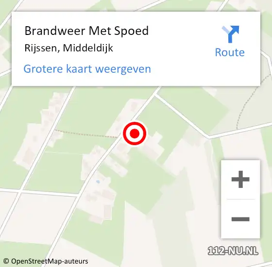 Locatie op kaart van de 112 melding: Brandweer Met Spoed Naar Rijssen, Middeldijk op 10 februari 2017 07:41