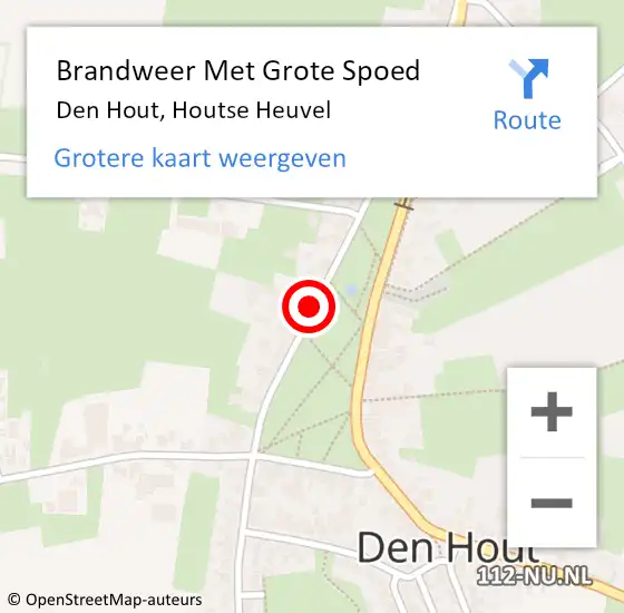 Locatie op kaart van de 112 melding: Brandweer Met Grote Spoed Naar Den Hout, Houtse Heuvel op 10 februari 2017 07:55