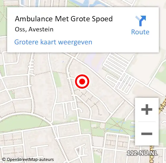 Locatie op kaart van de 112 melding: Ambulance Met Grote Spoed Naar Oss, Avestein op 10 februari 2017 08:35