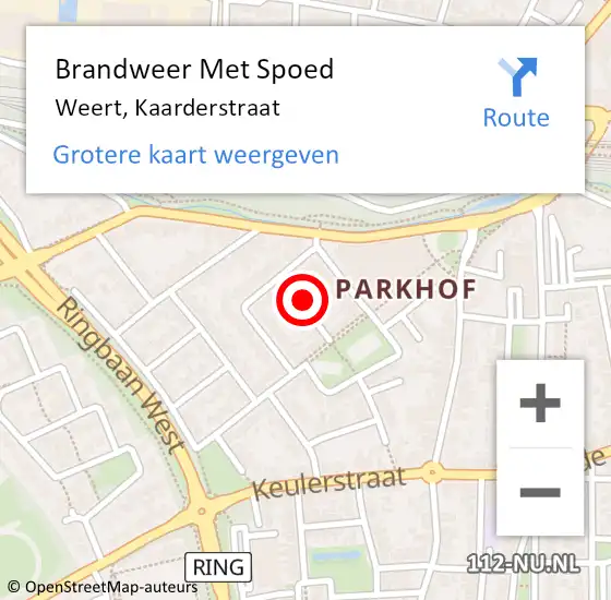 Locatie op kaart van de 112 melding: Brandweer Met Spoed Naar Weert, Kaarderstraat op 10 februari 2017 09:58