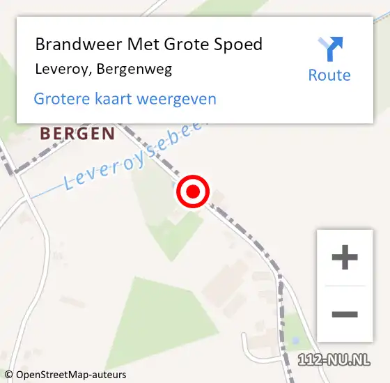 Locatie op kaart van de 112 melding: Brandweer Met Grote Spoed Naar Leveroy, Bergenweg op 10 februari 2017 10:34