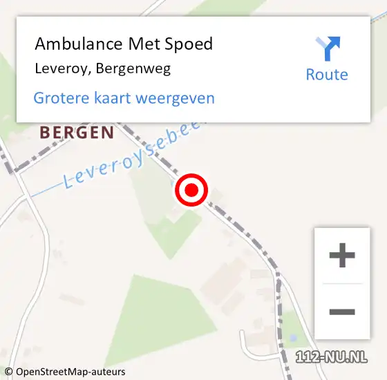 Locatie op kaart van de 112 melding: Ambulance Met Spoed Naar Leveroy, Bergenweg op 10 februari 2017 10:34