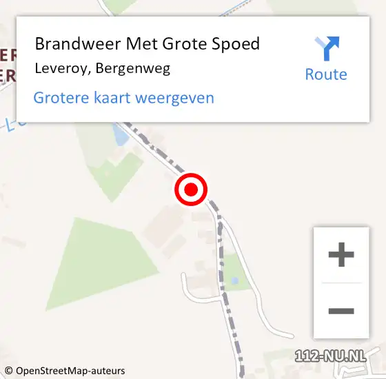 Locatie op kaart van de 112 melding: Brandweer Met Grote Spoed Naar Leveroy, Bergenweg op 10 februari 2017 10:37