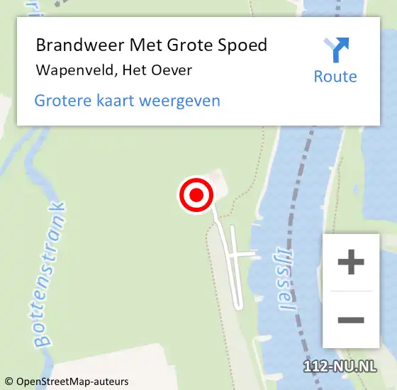 Locatie op kaart van de 112 melding: Brandweer Met Grote Spoed Naar Wapenveld, Het Oever op 10 februari 2017 11:05