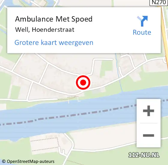 Locatie op kaart van de 112 melding: Ambulance Met Spoed Naar Well, Hoenderstraat op 10 februari 2017 11:47