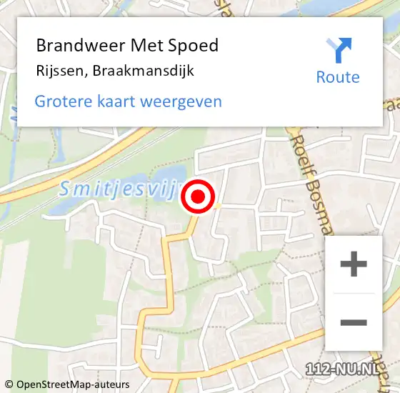 Locatie op kaart van de 112 melding: Brandweer Met Spoed Naar Rijssen, Braakmansdijk op 10 februari 2017 12:32