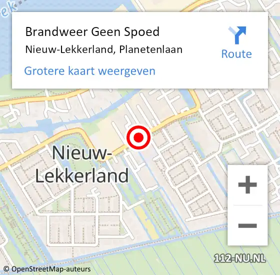 Locatie op kaart van de 112 melding: Brandweer Geen Spoed Naar Nieuw-Lekkerland, Planetenlaan op 10 februari 2017 12:42