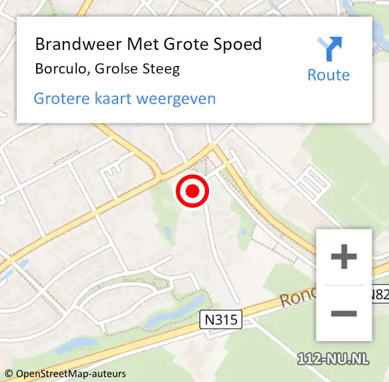 Locatie op kaart van de 112 melding: Brandweer Met Grote Spoed Naar Borculo, Grolse Steeg op 10 februari 2017 12:57