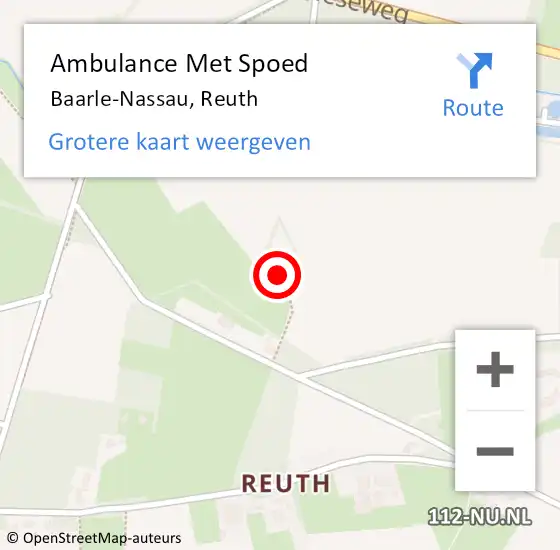 Locatie op kaart van de 112 melding: Ambulance Met Spoed Naar Baarle-Nassau, Reuth op 10 februari 2017 13:00