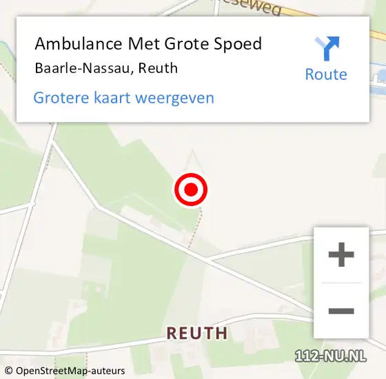 Locatie op kaart van de 112 melding: Ambulance Met Grote Spoed Naar Baarle-Nassau, Reuth op 10 februari 2017 13:01