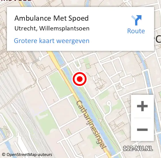 Locatie op kaart van de 112 melding: Ambulance Met Spoed Naar Utrecht, Willemsplantsoen op 10 februari 2017 13:33