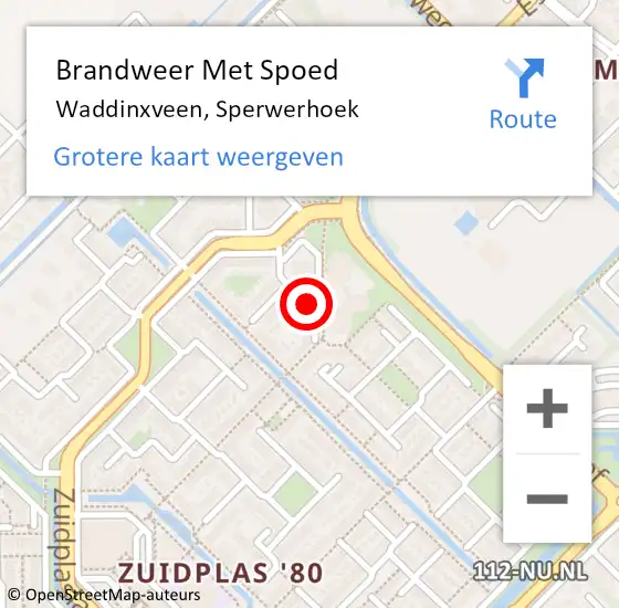 Locatie op kaart van de 112 melding: Brandweer Met Spoed Naar Waddinxveen, Sperwerhoek op 10 februari 2017 13:59