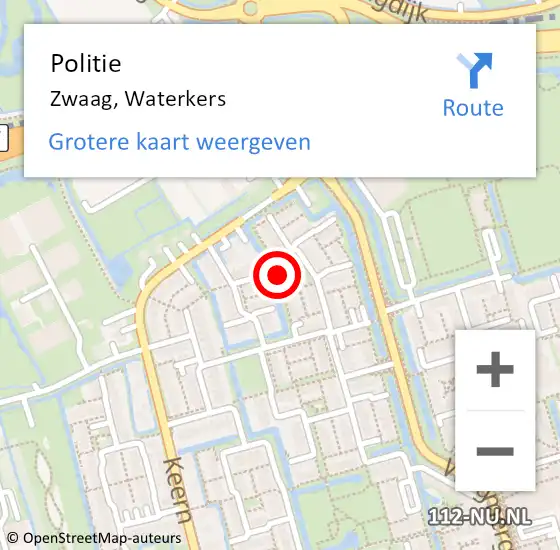 Locatie op kaart van de 112 melding: Politie Zwaag, Waterkers op 10 februari 2017 14:31