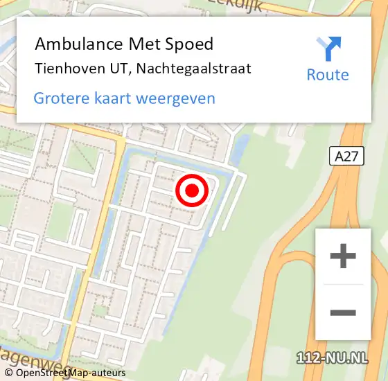 Locatie op kaart van de 112 melding: Ambulance Met Spoed Naar Tienhoven UT, Nachtegaalstraat op 10 februari 2017 15:07