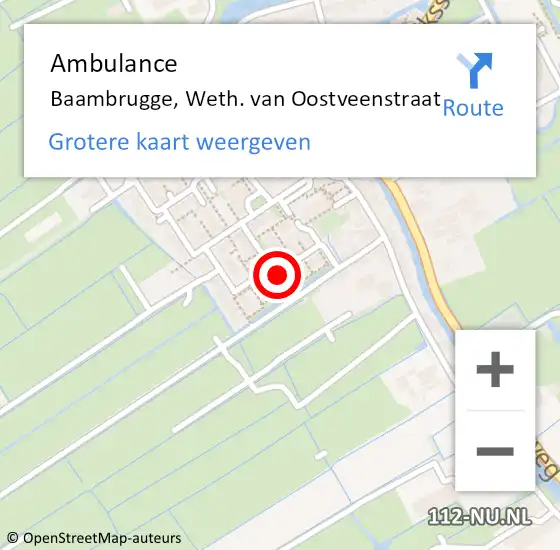 Locatie op kaart van de 112 melding: Ambulance Baambrugge, Weth. van Oostveenstraat op 10 februari 2017 16:42