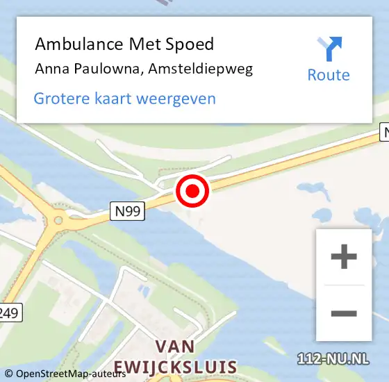 Locatie op kaart van de 112 melding: Ambulance Met Spoed Naar Westerland, N99 R hectometerpaal: 11,4 op 10 februari 2017 17:19