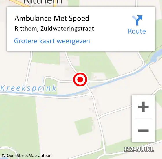 Locatie op kaart van de 112 melding: Ambulance Met Spoed Naar Ritthem, Zuidwateringstraat op 10 februari 2017 17:35