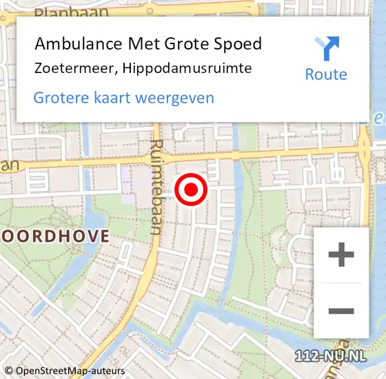 Locatie op kaart van de 112 melding: Ambulance Met Grote Spoed Naar Zoetermeer, Hippodamusruimte op 10 februari 2017 18:47