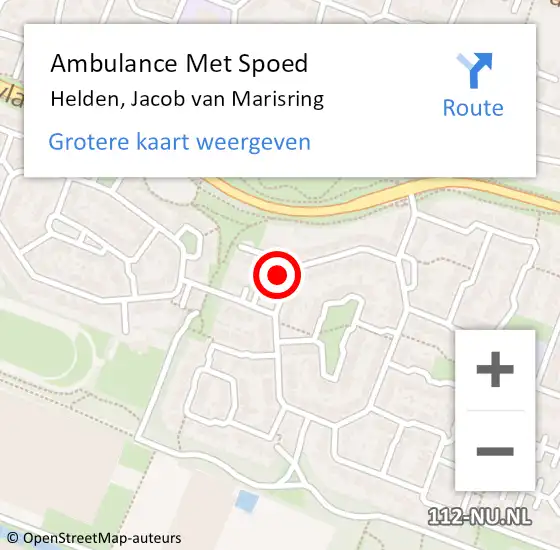 Locatie op kaart van de 112 melding: Ambulance Met Spoed Naar Helden, Jacob van Marisring op 10 februari 2017 19:21
