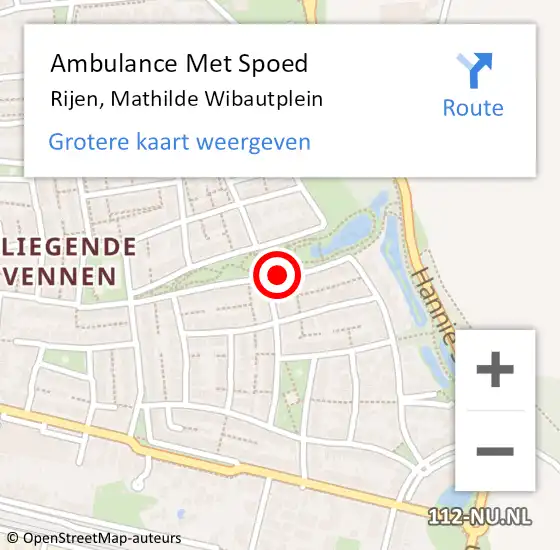 Locatie op kaart van de 112 melding: Ambulance Met Spoed Naar Rijen, Mathilde Wibautplein op 10 februari 2017 21:25