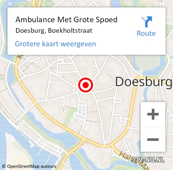 Locatie op kaart van de 112 melding: Ambulance Met Grote Spoed Naar Doesburg, Boekholtstraat op 10 februari 2017 21:42