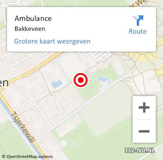 Locatie op kaart van de 112 melding: Ambulance Bakkeveen op 10 februari 2017 22:07