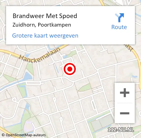 Locatie op kaart van de 112 melding: Brandweer Met Spoed Naar Zuidhorn, Poortkampen op 10 februari 2017 23:34