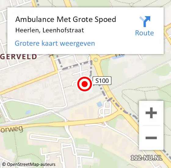 Locatie op kaart van de 112 melding: Ambulance Met Grote Spoed Naar Heerlen, Leenhofstraat op 10 januari 2014 16:13