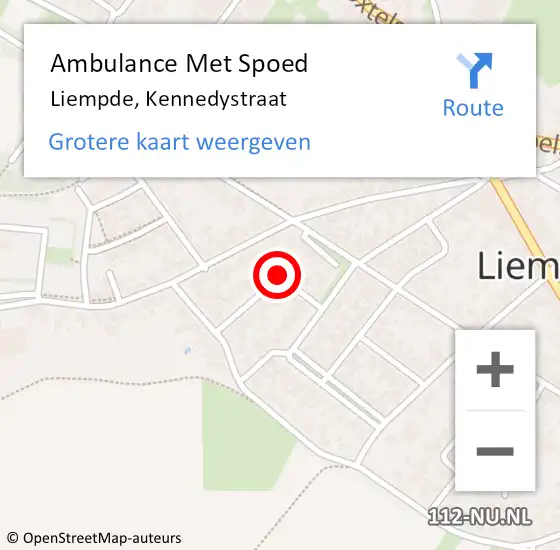 Locatie op kaart van de 112 melding: Ambulance Met Spoed Naar Liempde, Kennedystraat op 10 februari 2017 23:59