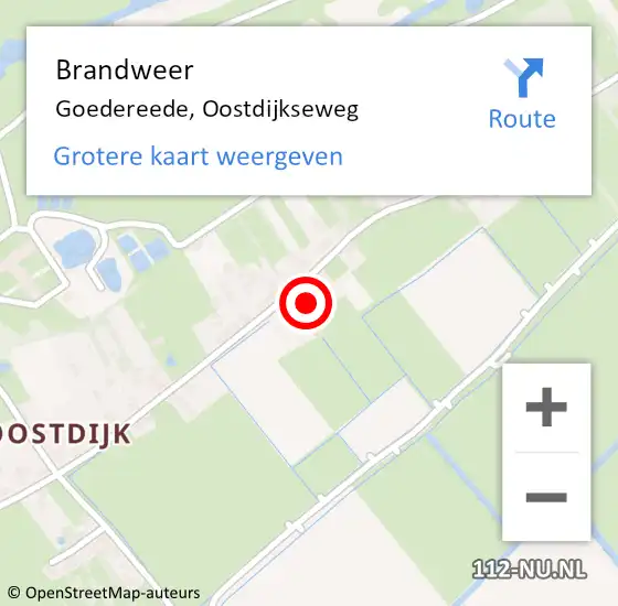 Locatie op kaart van de 112 melding: Brandweer Goedereede, Oostdijkseweg op 11 februari 2017 00:08