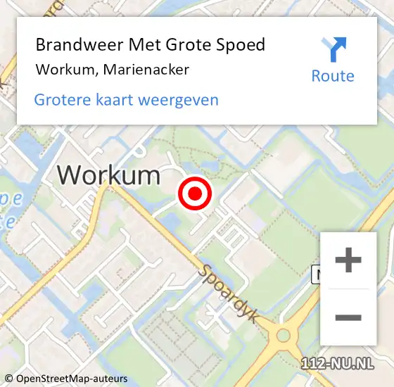 Locatie op kaart van de 112 melding: Brandweer Met Grote Spoed Naar Workum, Marienacker op 11 februari 2017 00:59