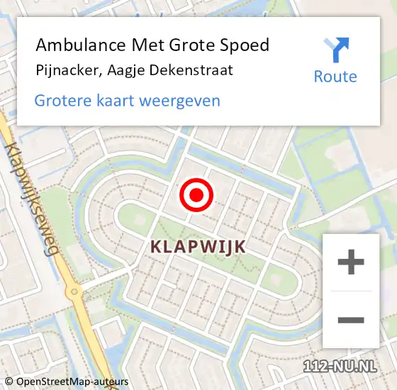 Locatie op kaart van de 112 melding: Ambulance Met Grote Spoed Naar Pijnacker, Aagje Dekenstraat op 11 februari 2017 01:44