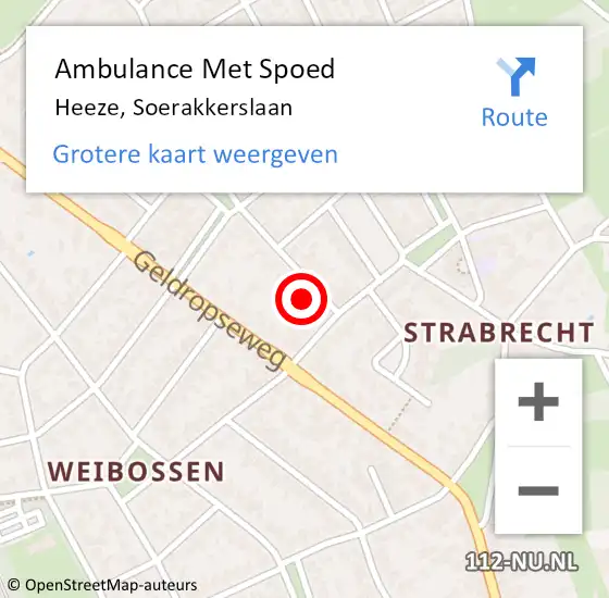 Locatie op kaart van de 112 melding: Ambulance Met Spoed Naar Heeze, Soerakkerslaan op 11 februari 2017 02:14