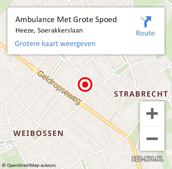 Locatie op kaart van de 112 melding: Ambulance Met Grote Spoed Naar Heeze, Soerakkerslaan op 11 februari 2017 02:20