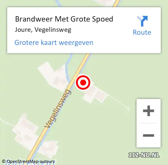 Locatie op kaart van de 112 melding: Brandweer Met Grote Spoed Naar Joure, Vegelinsweg op 11 februari 2017 03:46