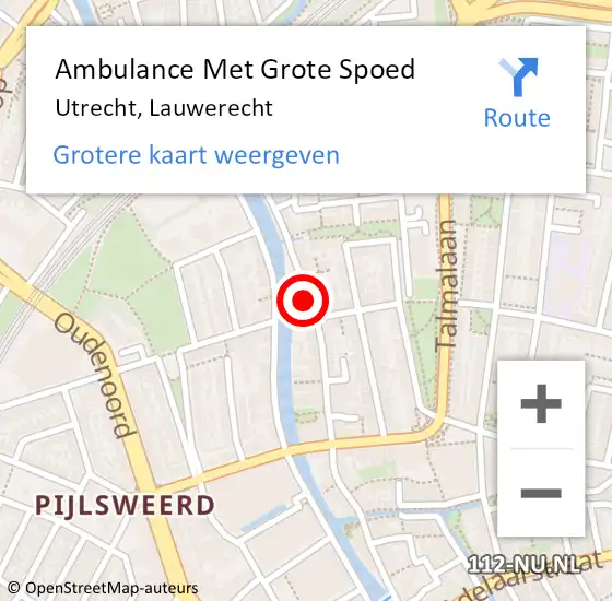 Locatie op kaart van de 112 melding: Ambulance Met Grote Spoed Naar Utrecht, Lauwerecht op 11 februari 2017 04:21