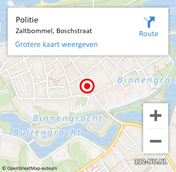 Locatie op kaart van de 112 melding: Politie Zaltbommel, Boschstraat op 10 januari 2014 16:22