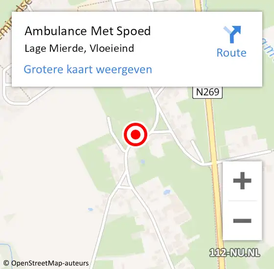 Locatie op kaart van de 112 melding: Ambulance Met Spoed Naar Lage Mierde, Vloeieind op 11 februari 2017 05:57