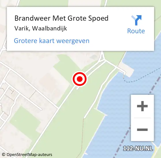 Locatie op kaart van de 112 melding: Brandweer Met Grote Spoed Naar Varik, Waalbandijk op 11 februari 2017 07:05