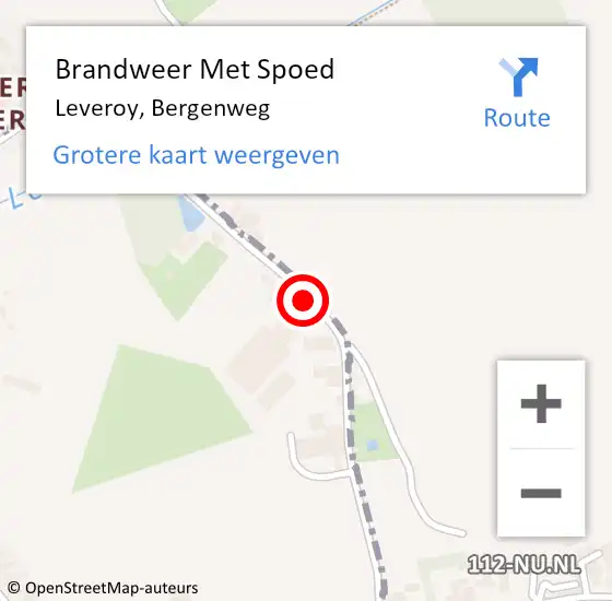 Locatie op kaart van de 112 melding: Brandweer Met Spoed Naar Leveroy, Bergenweg op 11 februari 2017 07:35