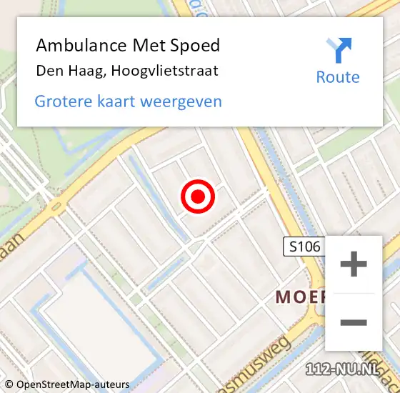 Locatie op kaart van de 112 melding: Ambulance Met Spoed Naar Den Haag, Hoogvlietstraat op 11 februari 2017 07:51