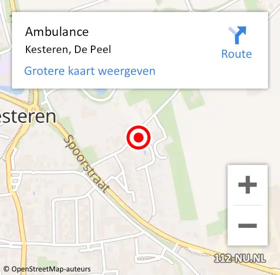 Locatie op kaart van de 112 melding: Ambulance Kesteren, De Peel op 11 februari 2017 08:18